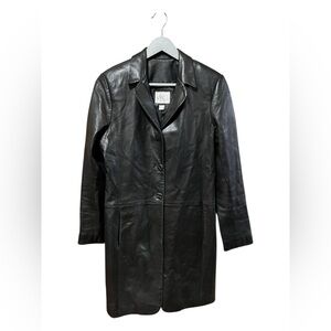 Vakko New York Black Genuine Leather Coat – Size Small